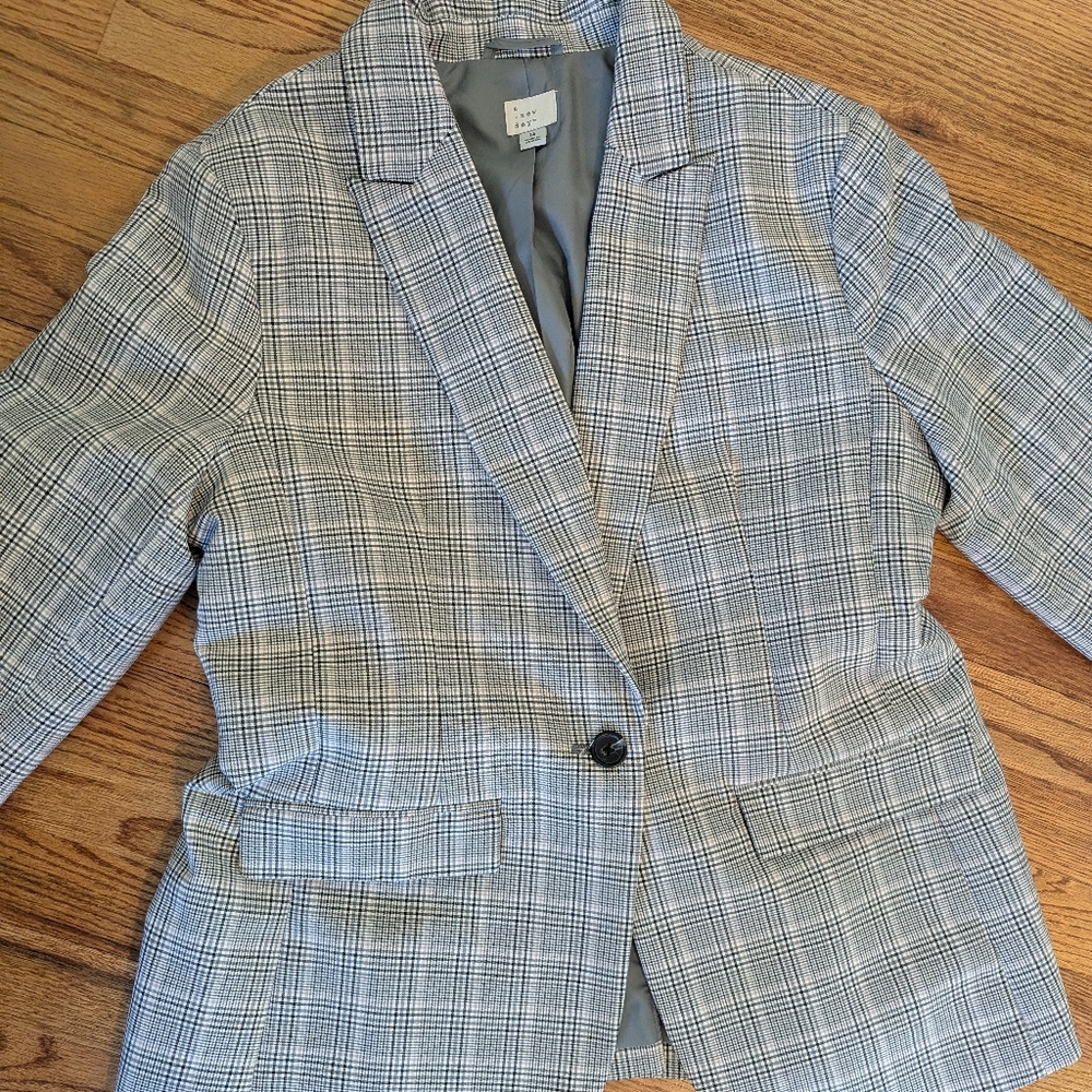 a new day Gray Checkered Women's Blazer